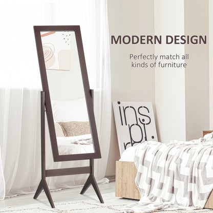 HOMCOM Freestanding Dressing Mirror Bedroom Tall Adjustable Angle 148x47cm Brown 