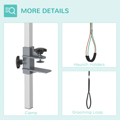 PawHut Adjustable Pet Grooming Arm, with Clamp, Haunch Holders & Grooming Loop - Sliver-Tone 