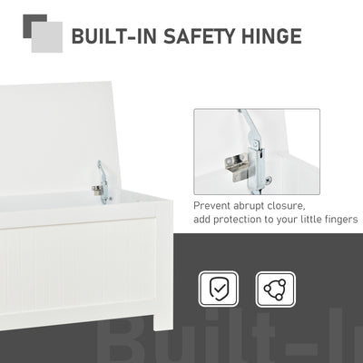 HOMCOM Lift Top Storage Chest Toy Box Organizer with Lid and Safety Hinges for Bedroom Entryway Living Room - White 