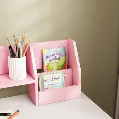ZONEKIZ Two-Piece Kids Desk and Chair Set with Storage, for Ages 5-8 Years - Pink 