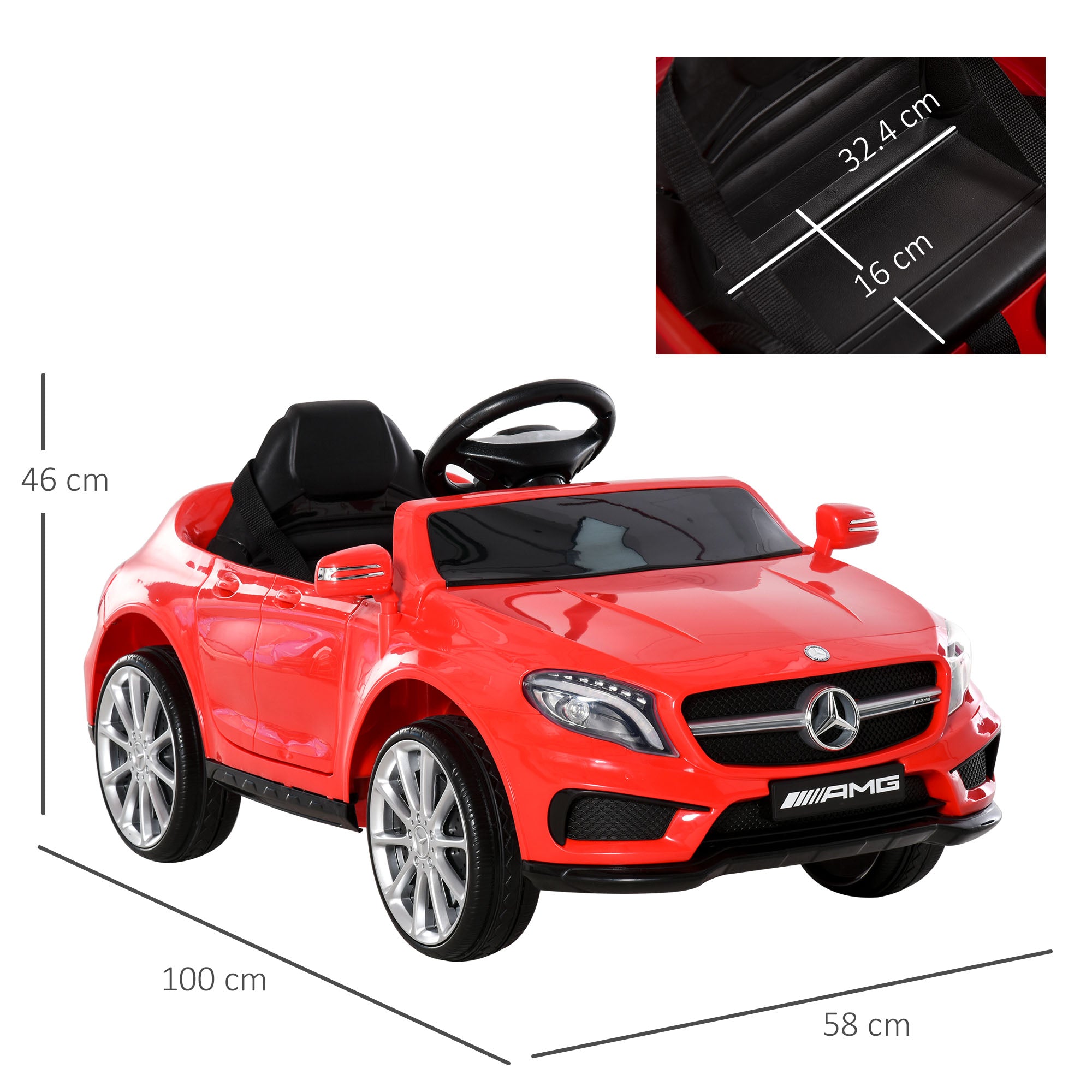 HOMCOM Kids Electric Car Kids Ride-On Car 6V Licensed Mercedes Benz-Red 