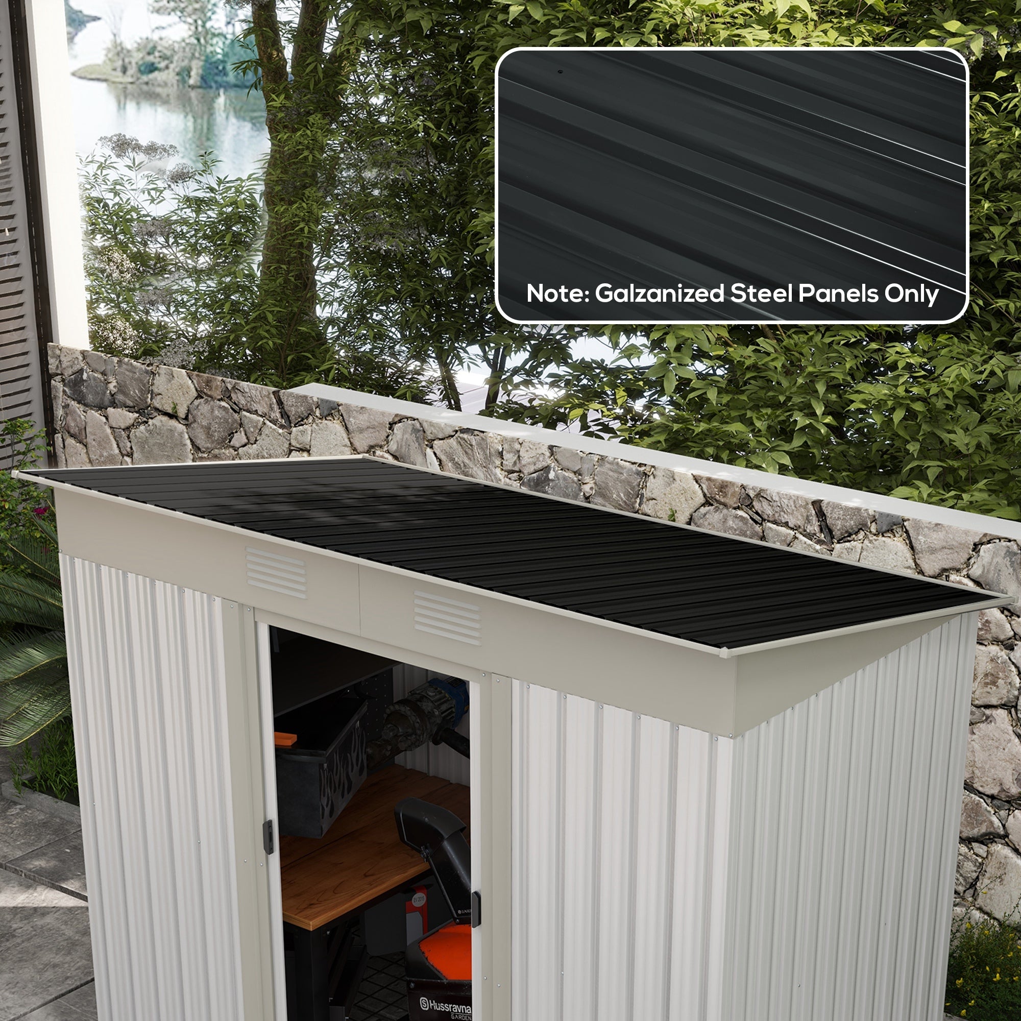 Outsunny Set of 12 Corrugated Steel Roof Sheet Panels - Dark Grey 
