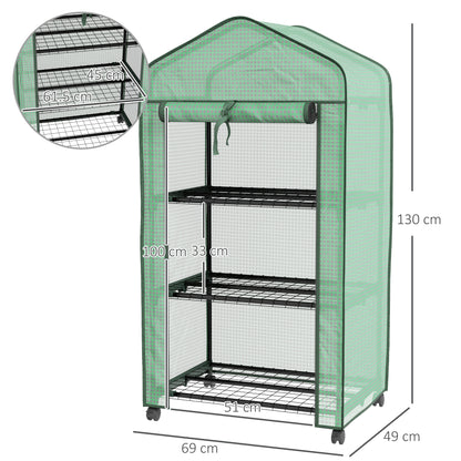 Outsunny Three-Tier Mini Greenhouse - Green 