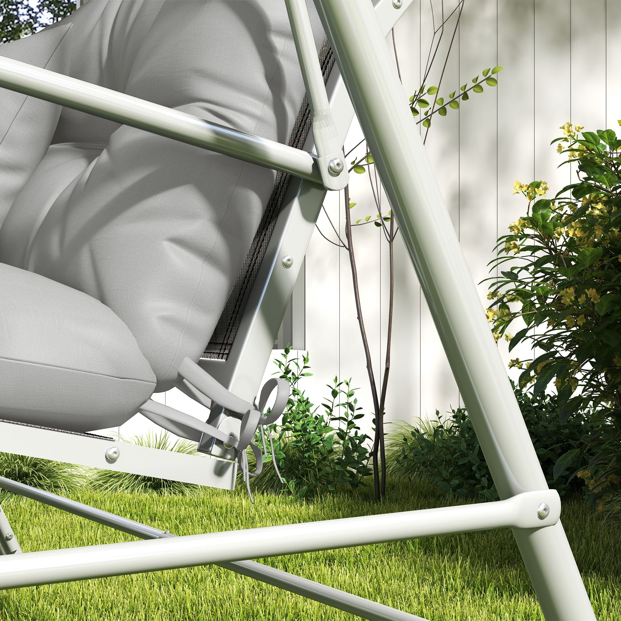 Outsunny Back and Seat Cushion Replacement with 2 Pillows, Patio Chair Cushions Set with Ties, Light Grey 