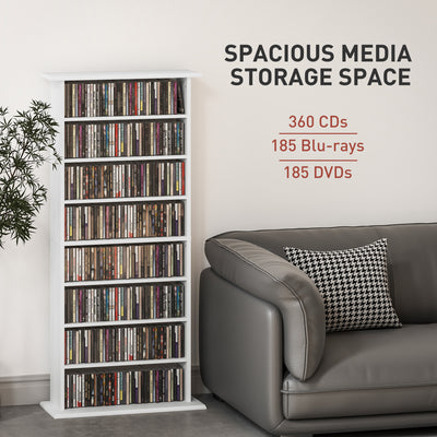 HOMCOM 360 CD/185 DVD/185 Blu-ray Storage Unit - White 
