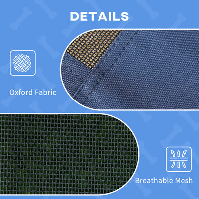PawHut Raised Dog Bed Waterproof Elevated Pet Cot with Breathable Mesh UV Protection Canopy Blue, for Small Dogs, 61 x 46 x 62cm 