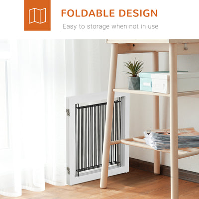 PawHut Foldable Pet Gate, with Three Panels & Two Support Feet - White 