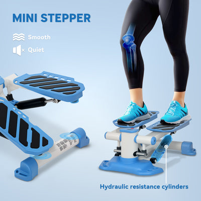 HOMCOM Portable Mini Stepper, Steppers for Exercise Workout with LCD Display Monitor, Anti-skid Foot Pedals for Home Gym Office, Blue 