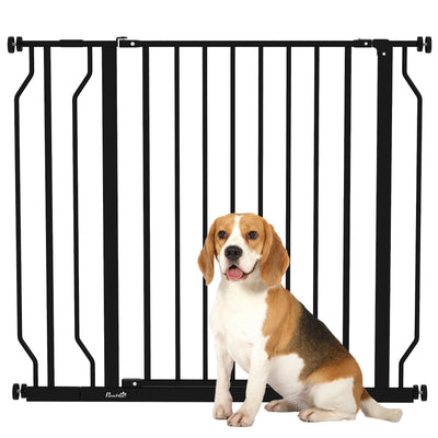 PawHut Wide Dog Safety Gate, with Door Pressure, for Doorways, Hallways, Staircases - Black 