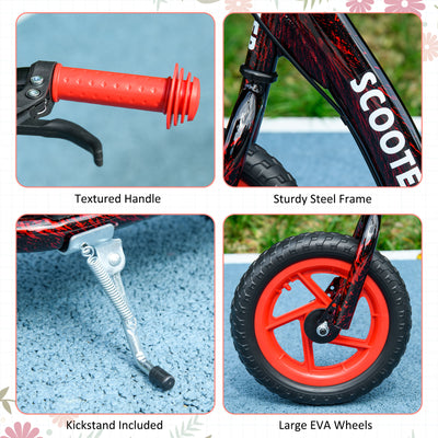 AIYAPLAY Kids Scooter with Adjustable Handlebar, Children's Kick Scooter with Non-slip Footplate, Rear Brake, Kickstand, Red 