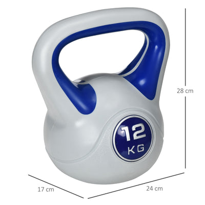 SPORTNOW Kettlebell, 12kg Kettle Bells with Handle for Home Gym Weight Lifting and Strength Training, Dark Blue and Grey 