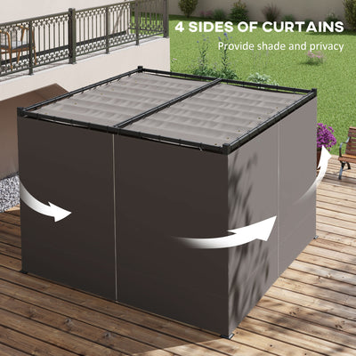 Outsunny 3 x 3m Moving Canopy Metal Pergola, with Curtains - Grey 