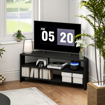 HOMCOM Corner TV Stand with 2 Open Shelves for 47 Inch TV - Black 