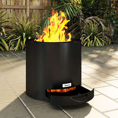 Outsunny Metal Wood-burning Fire Pit with Fire Poker - Black 