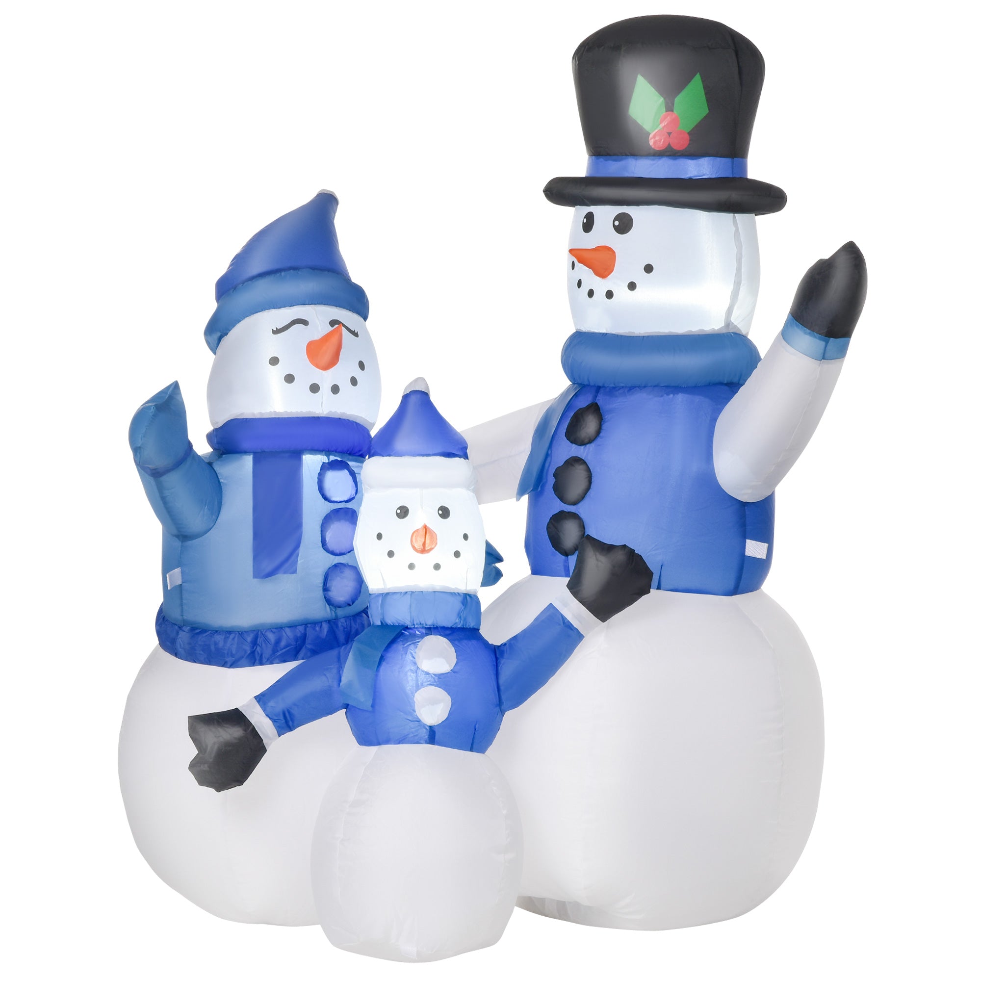 HOMCOM 4ft Inflatable Christmas Snowmen Family Xmas LED Outdoor Indoor Holiday Decorations Yard 