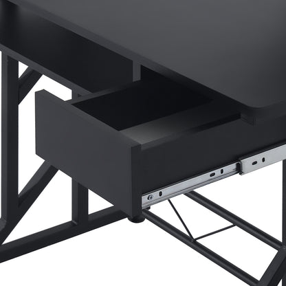 HOMCOM Computer Desk with Display Stand, Sliding Keyboard Tray Drawer and Host Box Shelf Home Office Workstation Black 