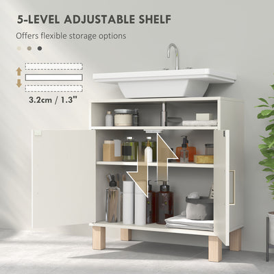 HOMCOM Under Sink Cabinet for Basin without Pedestal - Cream White 