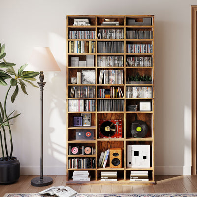 HOMCOM CD Storage Unit with Adjustable Shelves, 102 x 195 cm, Rustic Brown 