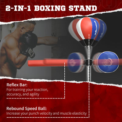 SPORTNOW Adjustable Speed Bag, Boxing Bag, with Sand, Reflex Bar, Punching Pad, Multicoloured 