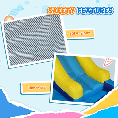 AIYAPLAY 5 in 1 Bouncy Castle for Children with 550W Blower, Water Slide, Splash Pool, Jumping Area, Climbing Wall, Cannon 