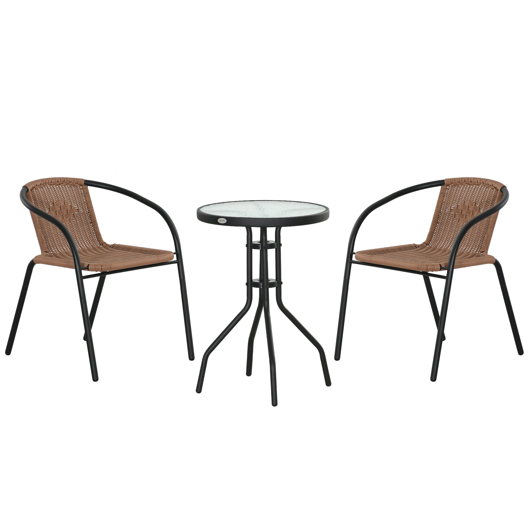 Outsunny 3 Pieces Rattan Bistro Set - Brown 