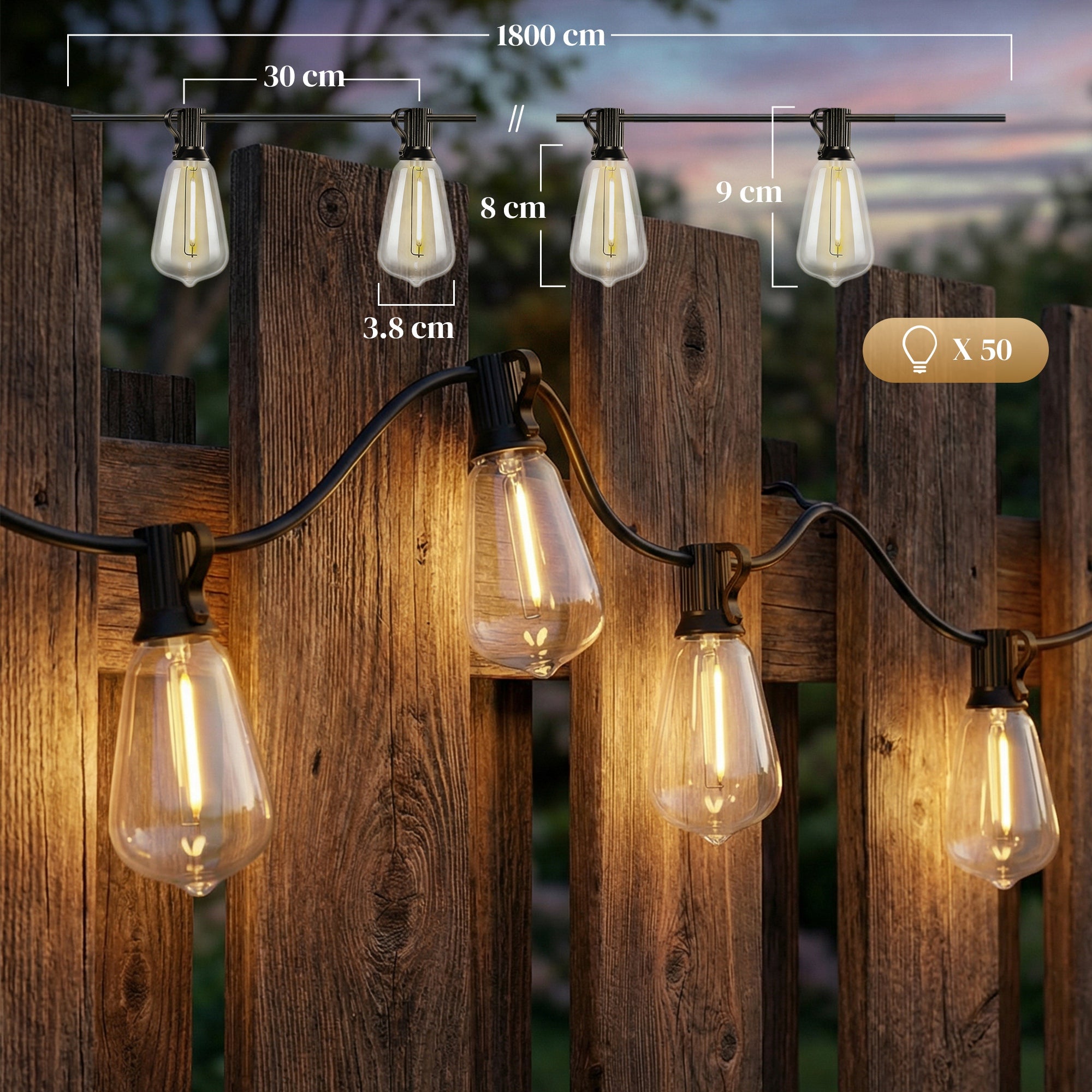 HOMCOM Curtain Lights Connectable Fairy Curtain Lights Plug-in IP44 Waterproof/18 m/Warm White 