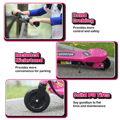 HOMCOM Foldable Electric Kids Scooter, Ride on, for Ages 7-14 Years, Pink 
