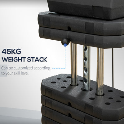 HOMCOM Multifunction Home Gym Machine, with 45kg Weight Stacks, for Strength Training 
