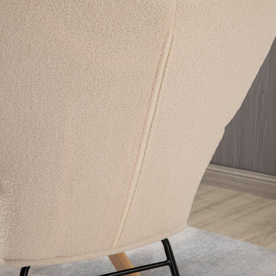 HOMCOM Berber Fleece Nursery Glider Rocker for Nursing, Wingback Rocking Chair for Living Room, Beige 
