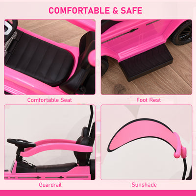 HOMCOM 3 in 1 Kids Children Ride on Push Car Toddler Sliding Car G350 Licensed Walker Foot to Floor Slider Push-Along with Horn Steering Wheel NO POWER Manual, Pink 