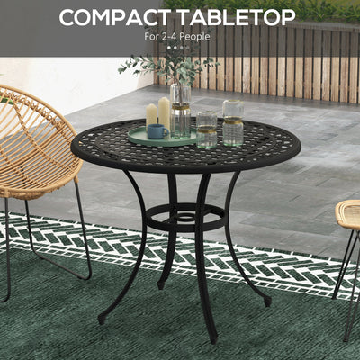 Outsunny \'ce\'a690cm Four-Seated Round Aluminium Garden Table, with Parasol Hole 