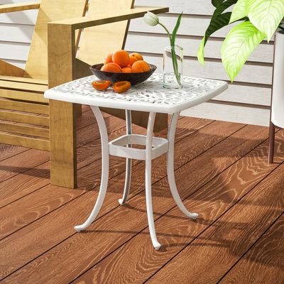 Outsunny Outdoor Garden Table with 38mm Dia. Umbrella Hole, Cast Aluminium Patio End Table with Anti-slip Foot Pads for Garden 