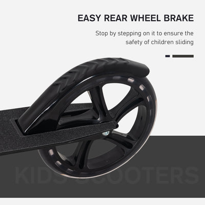 HOMCOM Kids Scooter Teenager Kick Scooter Foldable 4 Levels Adjustable Height with Rear Fender Brake for 7-14 Years 