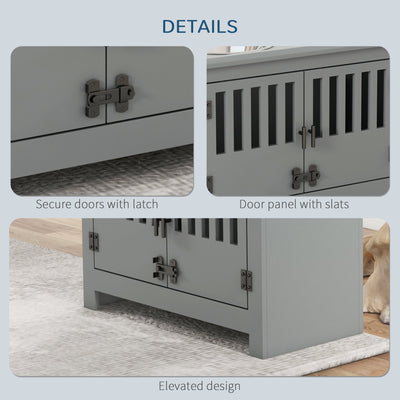 PawHut Raised Dog Bowls, Pet Feeding Station, with Storage, Food and Water Bowls, for Large Dogs - Grey 