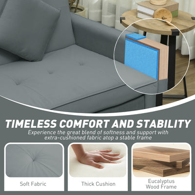 HOMCOM Three-Person Velvet-Feel Sofa Bed - Grey 