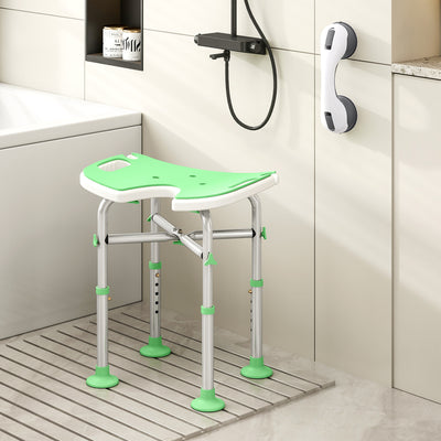 HOMCOM 39-51.5cm 'U' Seat Padded Shower Stool - Green 