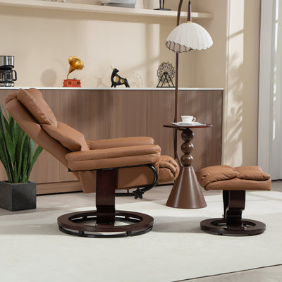 HOMCOM Faux Leather Reclining Chair and Footstool - Brown 