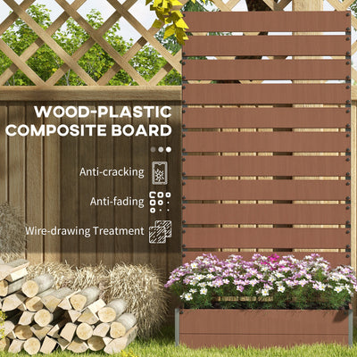 Outsunny Raised Bed for Garden, Planter with Trellis for Climbing Plants, Vines, Planter Box with Drainage Gap, Light Brown 