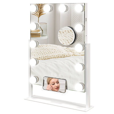 HOMCOM 12 LED bulb Tabletop Makeup Mirror, with Adjustable Settings 