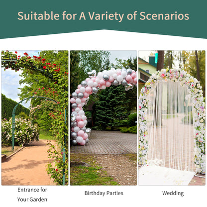 Outsunny Metal Garden Arch Trellis, Decorative Arbour Archway for Walkway Path Ceremony Wedding Party, 120 x 30 x 226cm 