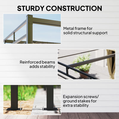 Outsunny 3 x 3 m Pergola with Retractable Roof Canopy and Curtains, UPF30+ Metal Frame Garden Pergola Gazebo Sun Shade, Khaki 
