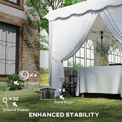 Outsunny 3 x 6m Pop Up Gazebo with Sides, UPF50+ Height Adjustable Marquee Party Tent, Wedding Canopy, Instant Event Shelter with Carry Bag and Sand Bags for Garden, White 