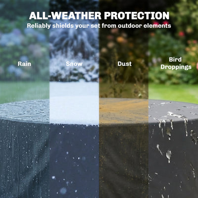 Outsunny Round Garden Furniture Cover, Waterproof Garden Table Cover, 420D Heavy Duty Oxford for Outdoor, Dia.214 x 70 cm, Black 