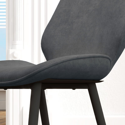 HOMCOM Velvet Dining Chairs, Set of 2 Dining Room Chairs with Metal Legs for Living Room, Dining Room, Grey 