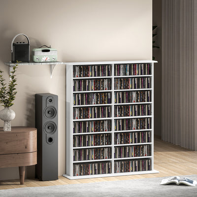 HOMCOM 16-Compartment Media Shelf- White 