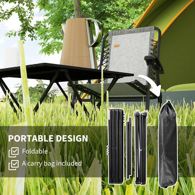 Outsunny Folding Camping Table, Lightweight Metal Picnic Table with Carry Bag, Foldable Table for Outdoor Camping, Picnic, Hiking, BBQ, Fishing, Black 