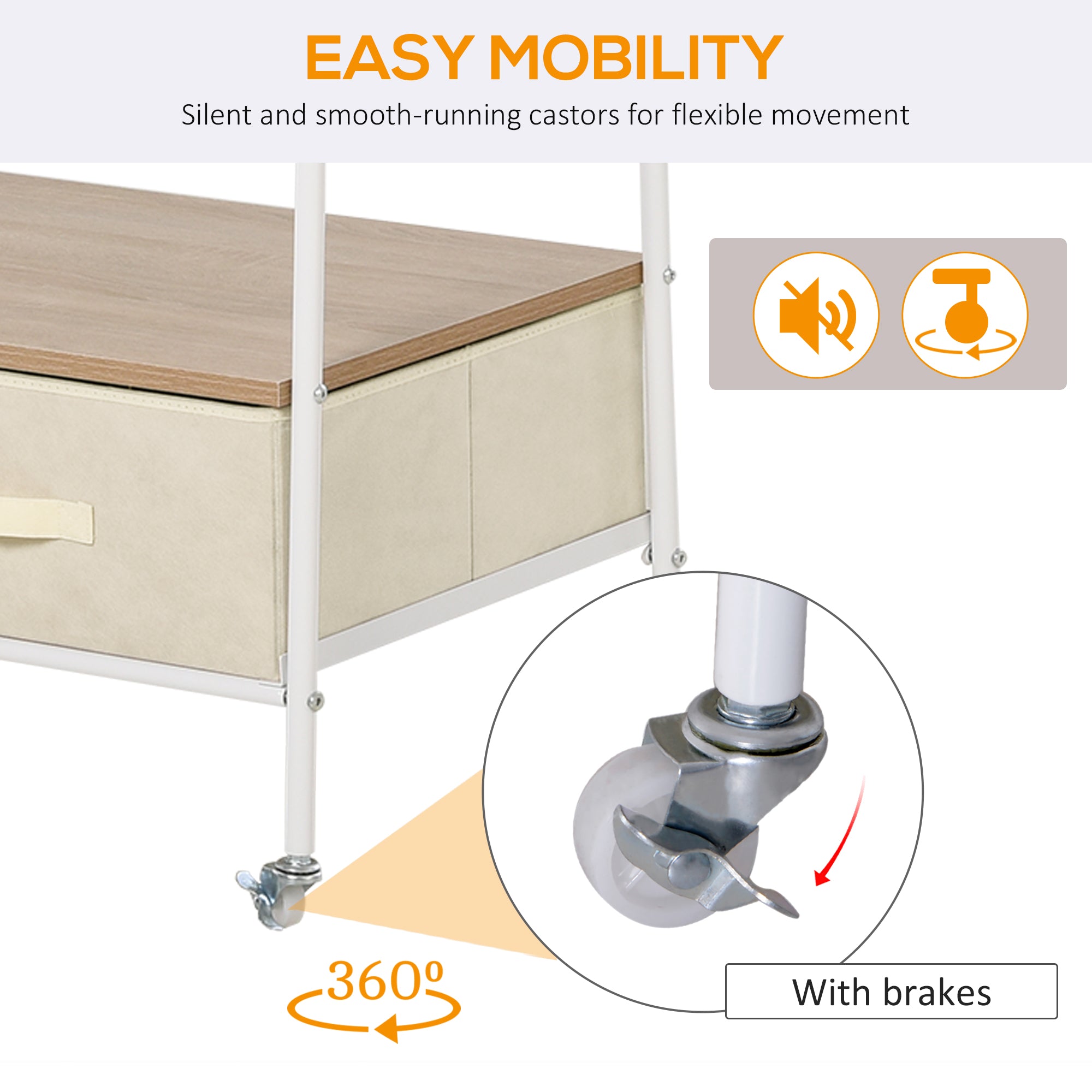 HOMCOM Entrance Coat Rack Rail Clothes Stand Garment Storage Hanger Shelf   Organiser 2 Drawers 