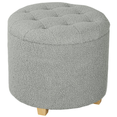 HOMCOM 31.8L Teddy Fleece Storage Ottoman - Grey 