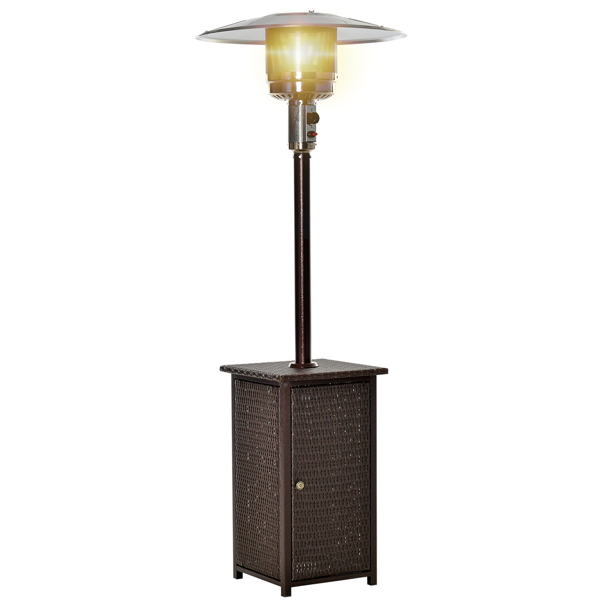 Outsunny 12KW Patio Gas Heater Freestanding Outdoor Garden Heating Rattan Furniture Wicker Table Top 