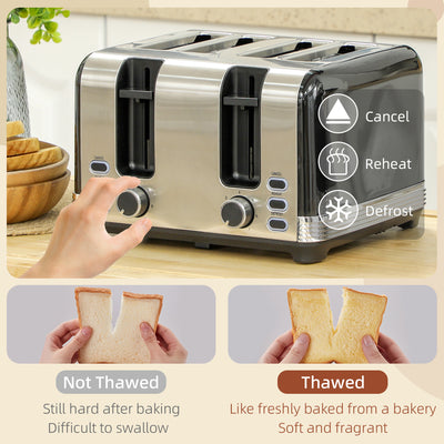 HOMCOM Polished Metal Kettle and Toaster Set - Black 
